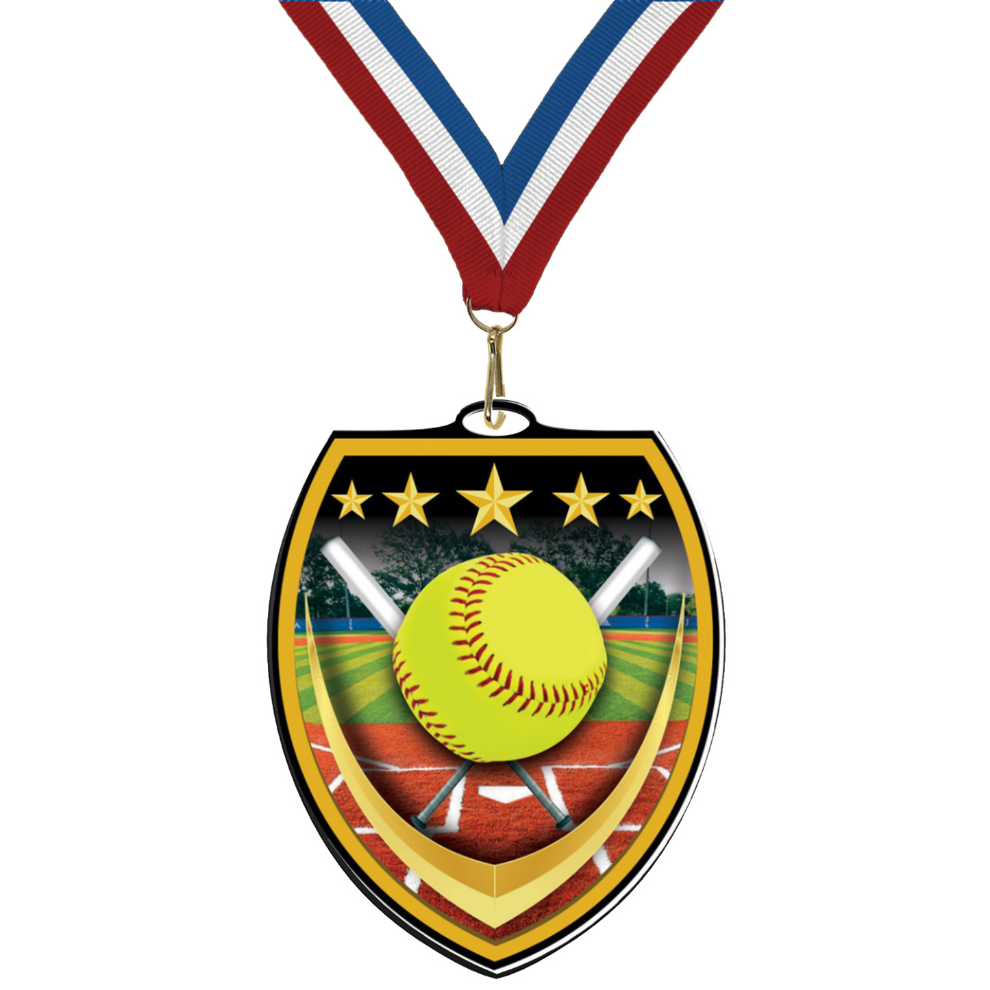 3 1/4" VSM Softball Medal – Gold, Silver & Bronze with 30 Ribbon Options
