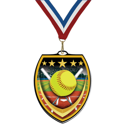 3 1/4" VSM Softball Medal – Gold, Silver & Bronze with 30 Ribbon Options