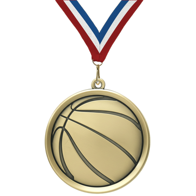 2.25" Basketball Mega Medal – Gold, Silver & Bronze with 30 Ribbon Options