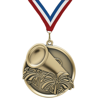 2.25" Cheerleading Mega Medal – Gold, Silver & Bronze with 30 Ribbon Options