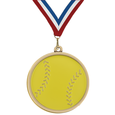 2.25" Softball Mega Medal – Gold, Silver & Bronze with 30 Ribbon Options