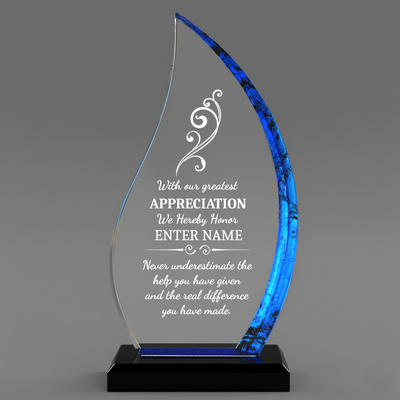 With Our Greatest Appreciation - Blue Flame  Acrylic Award 9"