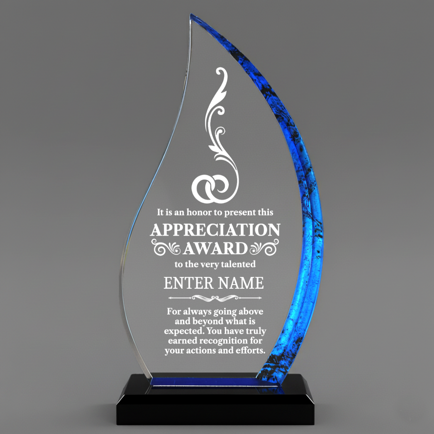 It Is An Honor To Present This Appreciation Award - Blue Flame Acrylic Award 9