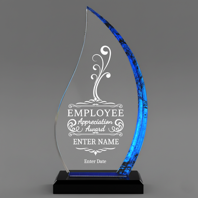 Employee Appreciation Award - Blue Flame  Acrylic Award 9"