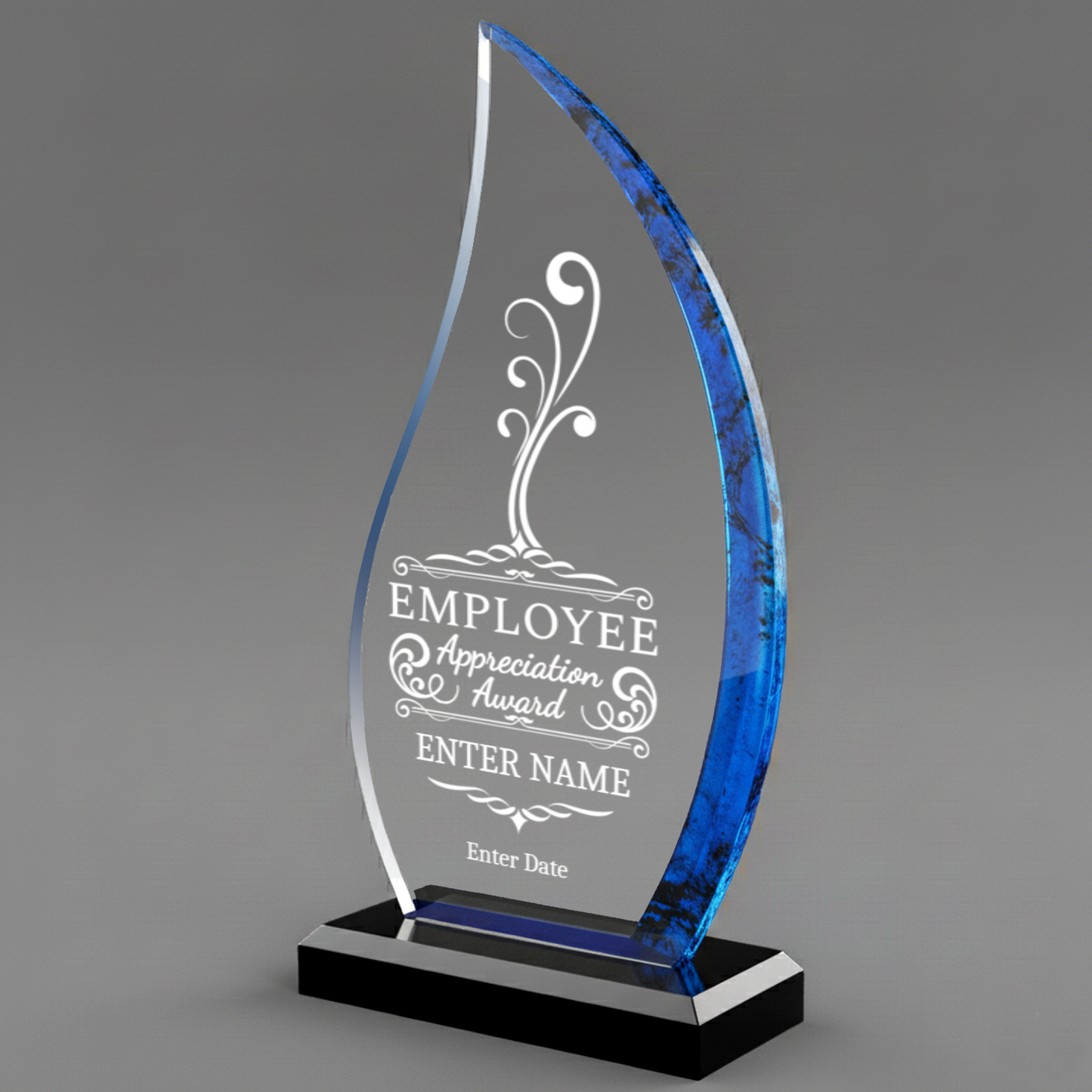 Employee Appreciation Award - Blue Flame  Acrylic Award 9"