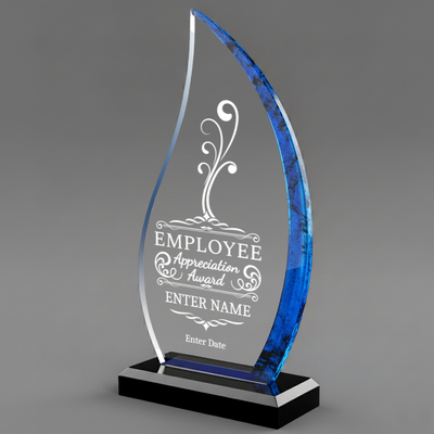 Employee Appreciation Award - Blue Flame  Acrylic Award 9"