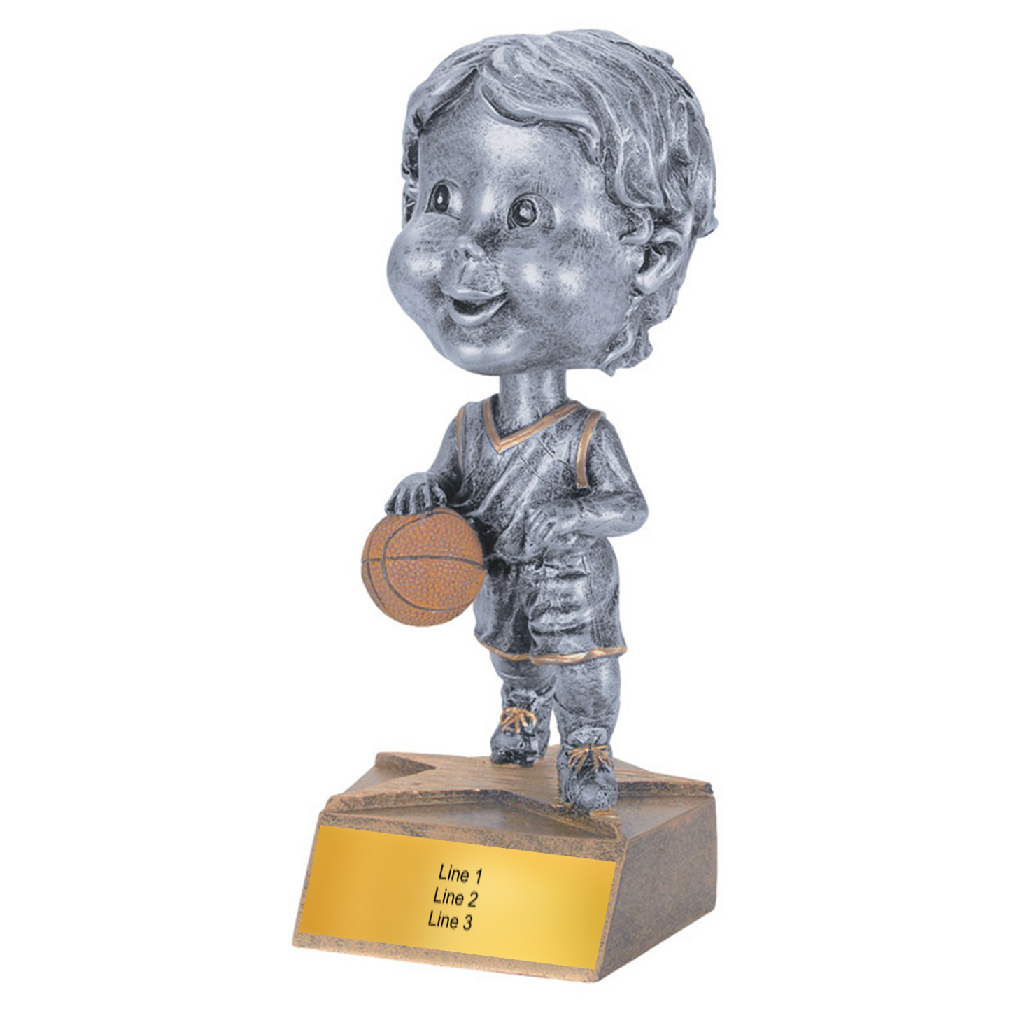 Basketball Trophy - 5.75" Basketball Bobble Head Resin Trophy - Male