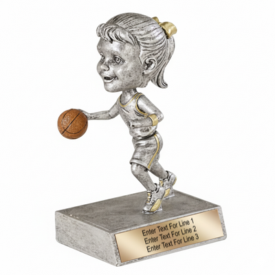 Basketball Trophy - 5.5" Basketball Bobble Head Resin Trophy - Female