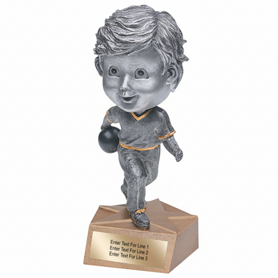 Bowling Trophy - 5.75" Bowling Bobble Head Resin Trophy - Male