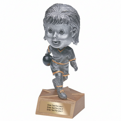 Bowling Trophy - 5.75" Bowling Bobble Head Resin Trophy - Female