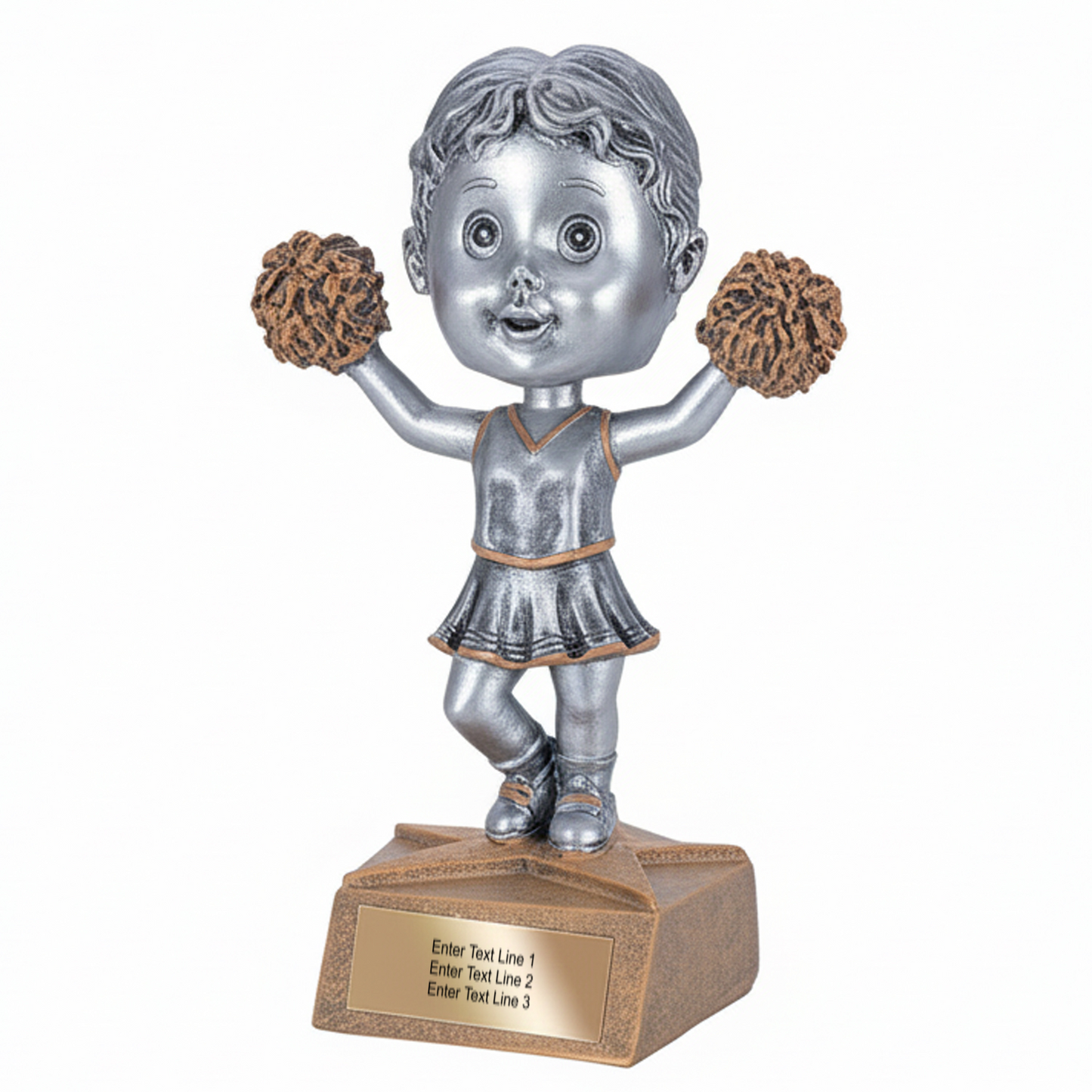 Cheerleading Trophy - 5.75" Cheerleading Bobble Head Resin Trophy - Female