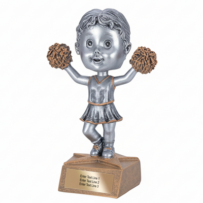 Cheerleading Trophy - 5.75" Cheerleading Bobble Head Resin Trophy - Female
