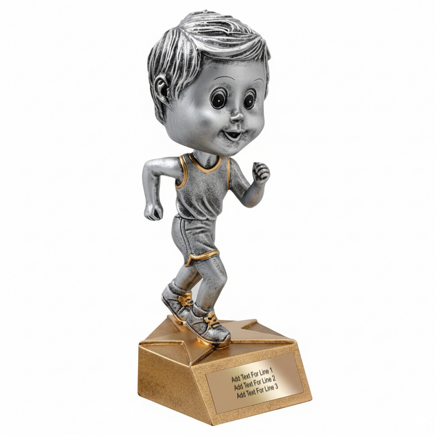 Track Trophy - 5.75" Track Bobble Head Resin Trophy - Male