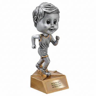 Track Trophy - 5.75" Track Bobble Head Resin Trophy - Male