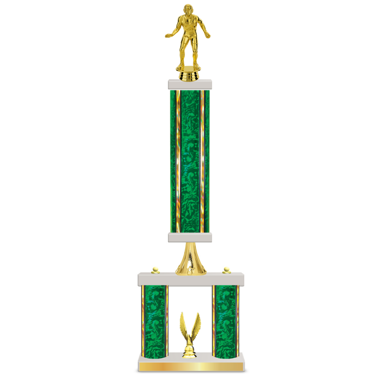 Personalised 3 Column Wrestling Trophy / Award 23" – 26" Custom Figurines & Plate