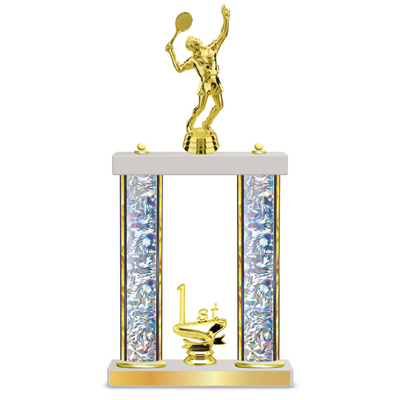 Personalized 2 x Column Tennis Trophy / Award 13 1/2" – 16 1/2" Custom Figurines & Plate
