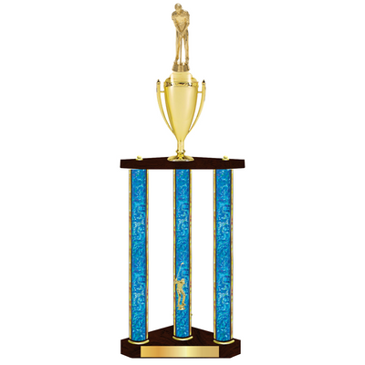 Personalised 3 Column Golf Trophy / Award 32" – 36" Custom Figurines & Plate