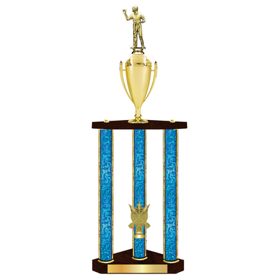 Personalised 3 Column Dart Trophy / Award 32" – 36" Custom Figurines & Plate