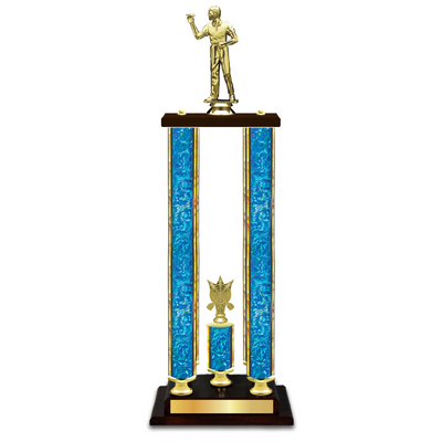 Personalised 4 Column Dart Trophy / Award 34" – 38" Custom Figurines & Plate