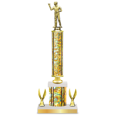 Personalised Dart Column Trophy / Award 15"– 18" Custom Figurines & Plate