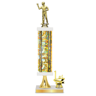 Personalised Dart Column Trophy / Award 15"– 18" Custom Figurines & Plate