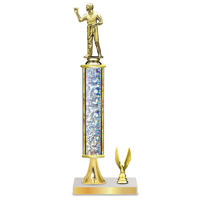 Personalised Dart Column Trophy / Award 13"– 16" Custom Figurine & Plate