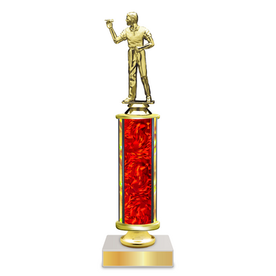 Personalised Dart Column Trophy / Award 9"–12" Custom Figurine & Plate