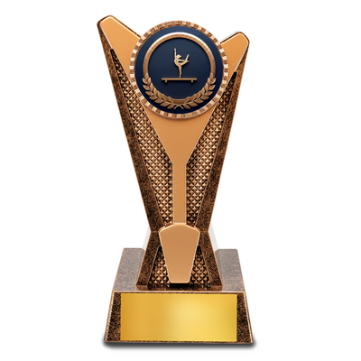Rock Star Gymnastics Resin  Trophy Award – 7.5" Personalized Antique Gold Trophy