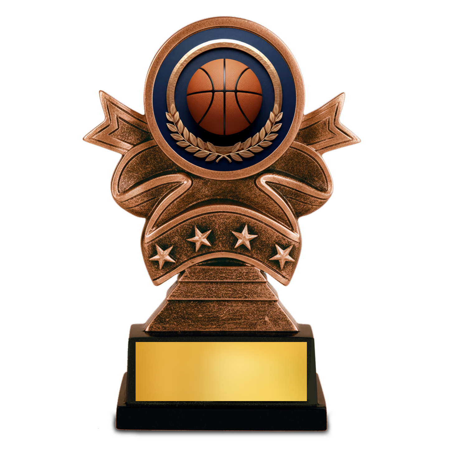 Basketball Ribbon Resin Trophy Award – 5.5" Personalized Champion Trophy