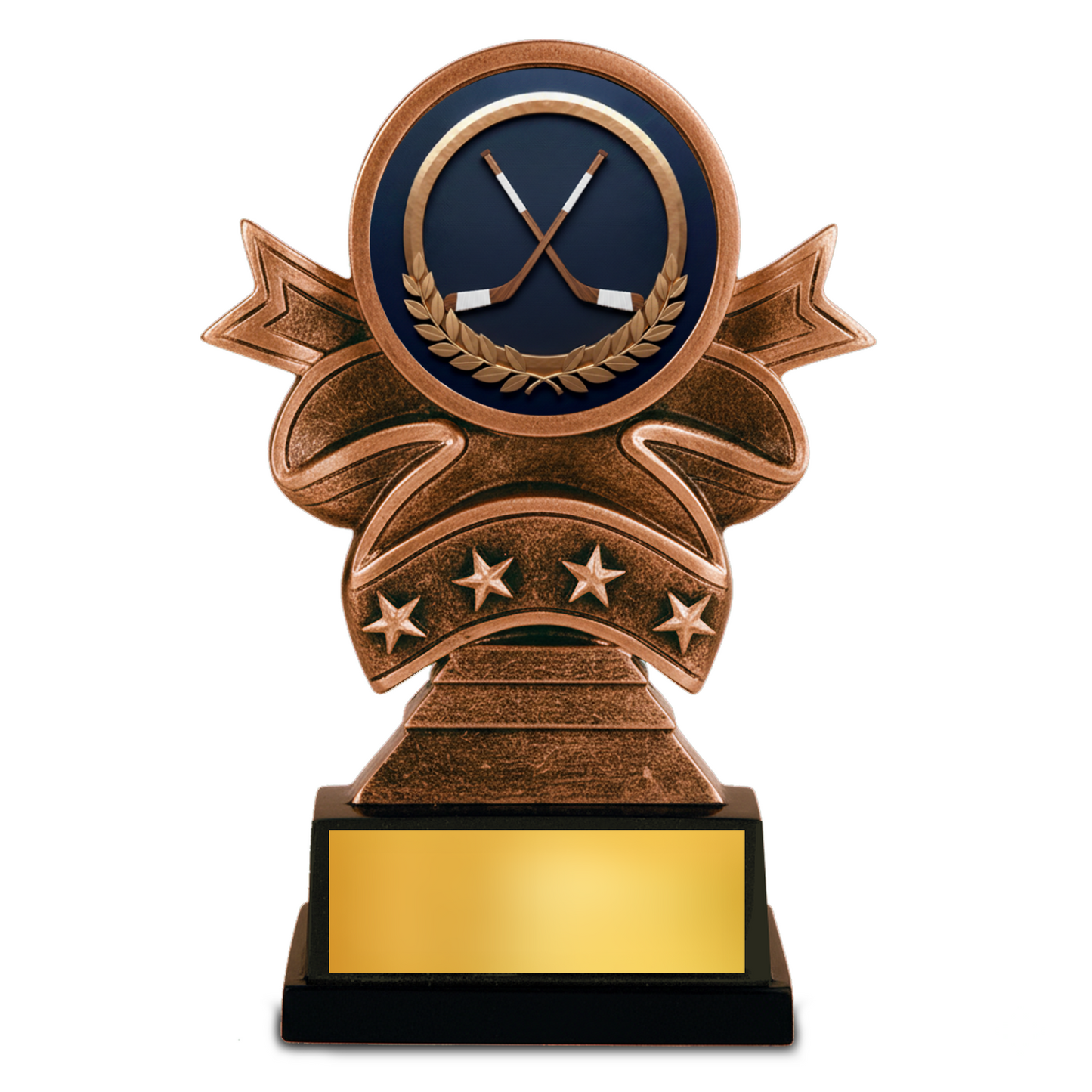 Ice Hockey Ribbon Resin Trophy Award – 5.5" Personalized Champion Trophy