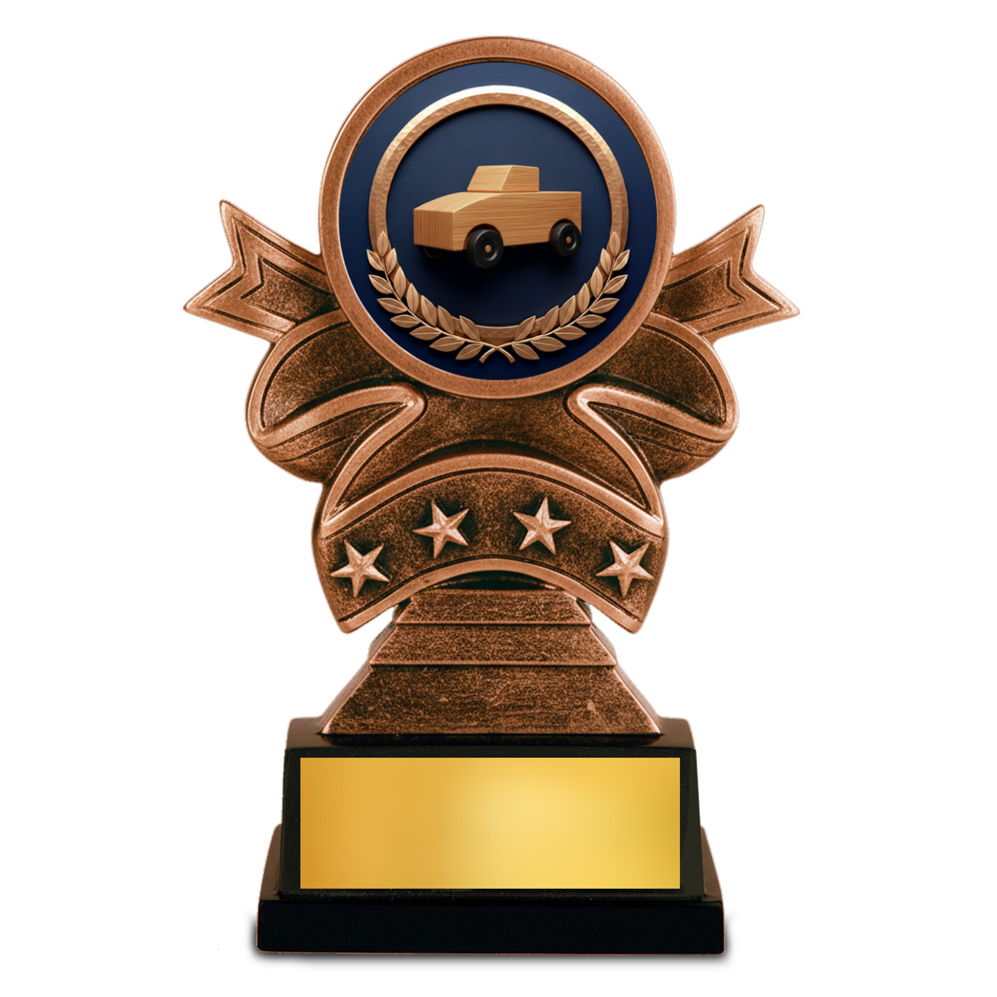 Pinewood Derby Ribbon Resin Trophy Award – 5.5" Personalized Champion Trophy