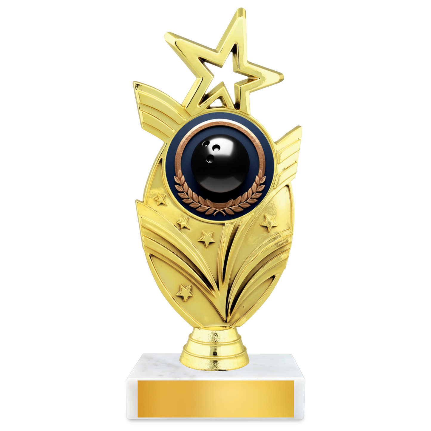 Bowling Oval Star Resin Award – 7.5" Personalized Bright Gold Trophy