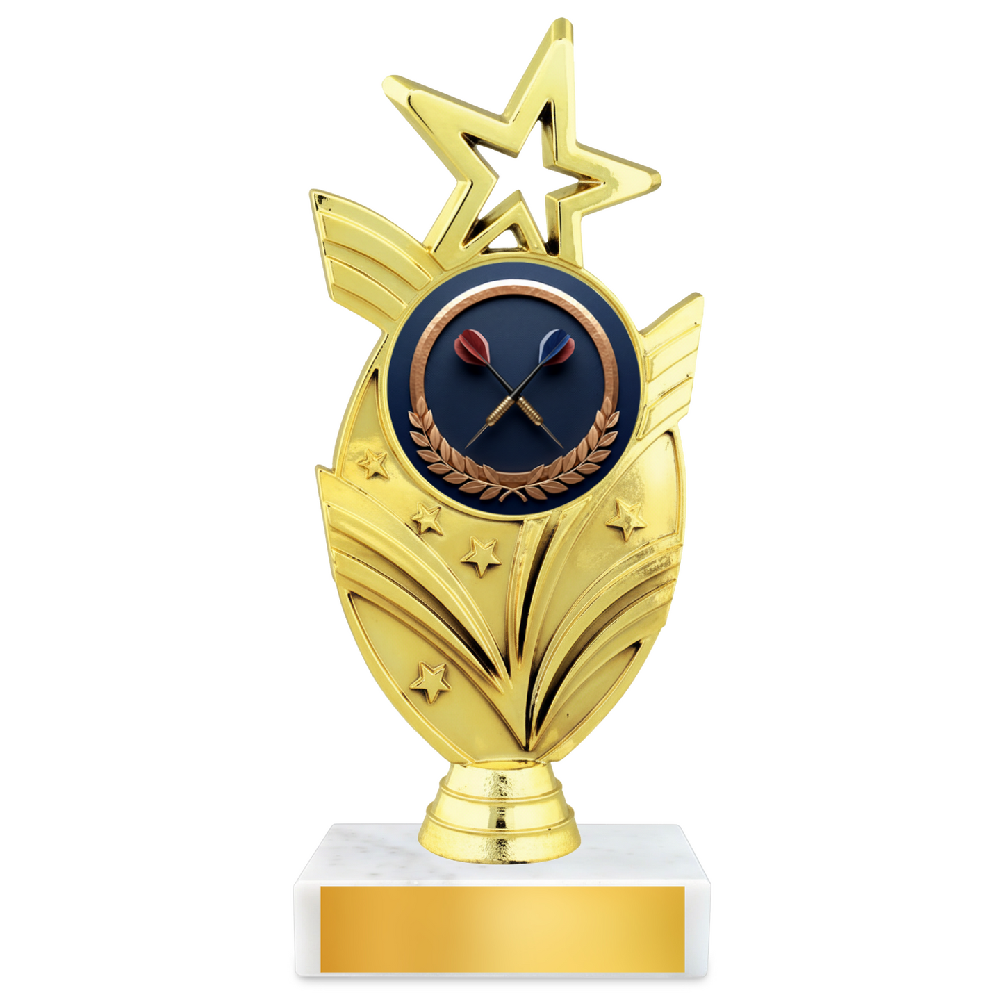 Darts Oval Star Resin Award – 7.5" Personalized Bright Gold Trophy