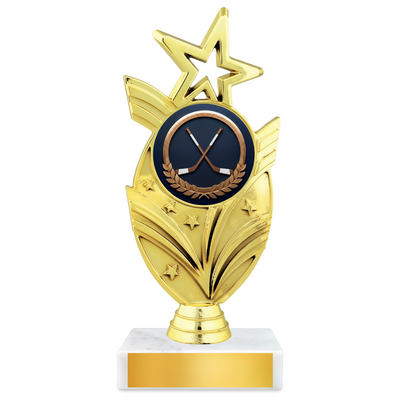 Ice Hockey Oval Star Resin Award – 7.5" Personalized Bright Gold Trophy