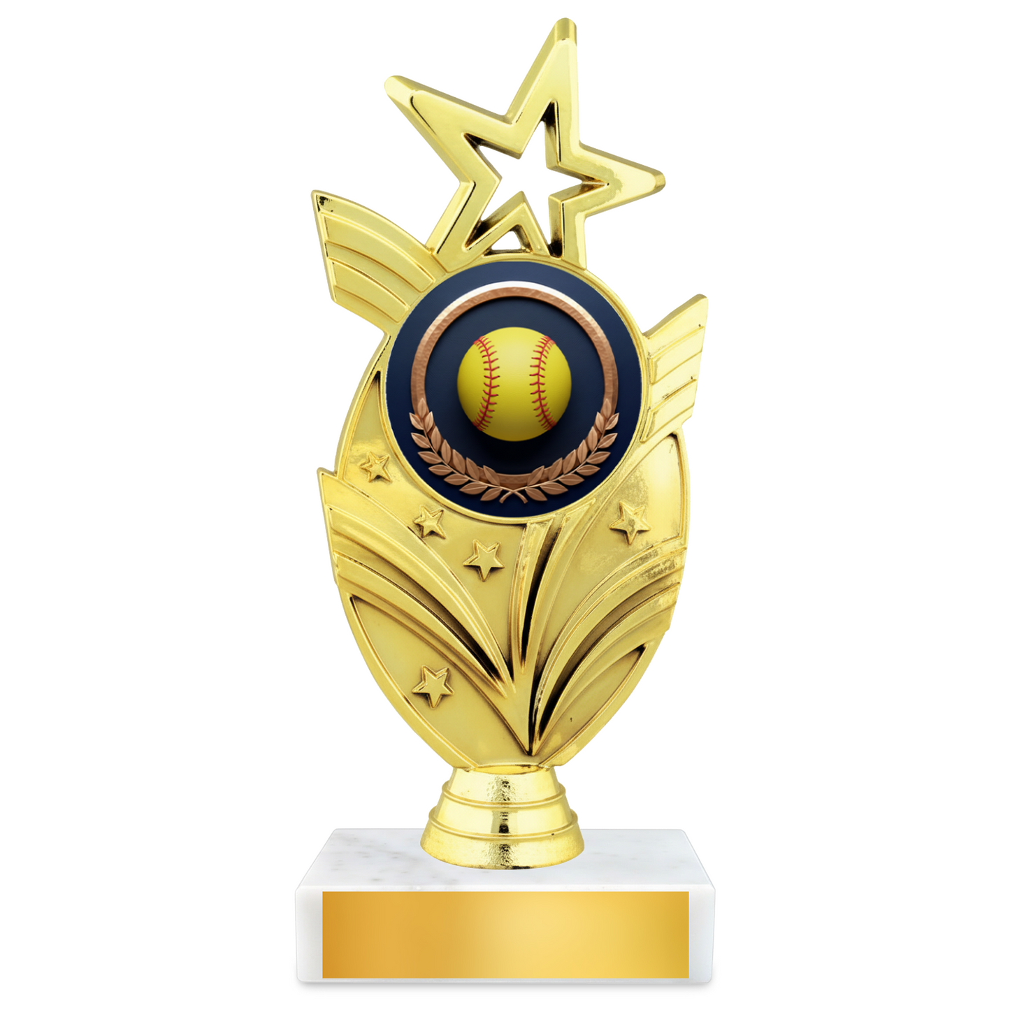 Softball  Oval Star Resin Award – 7.5" Personalized Bright Gold Trophy