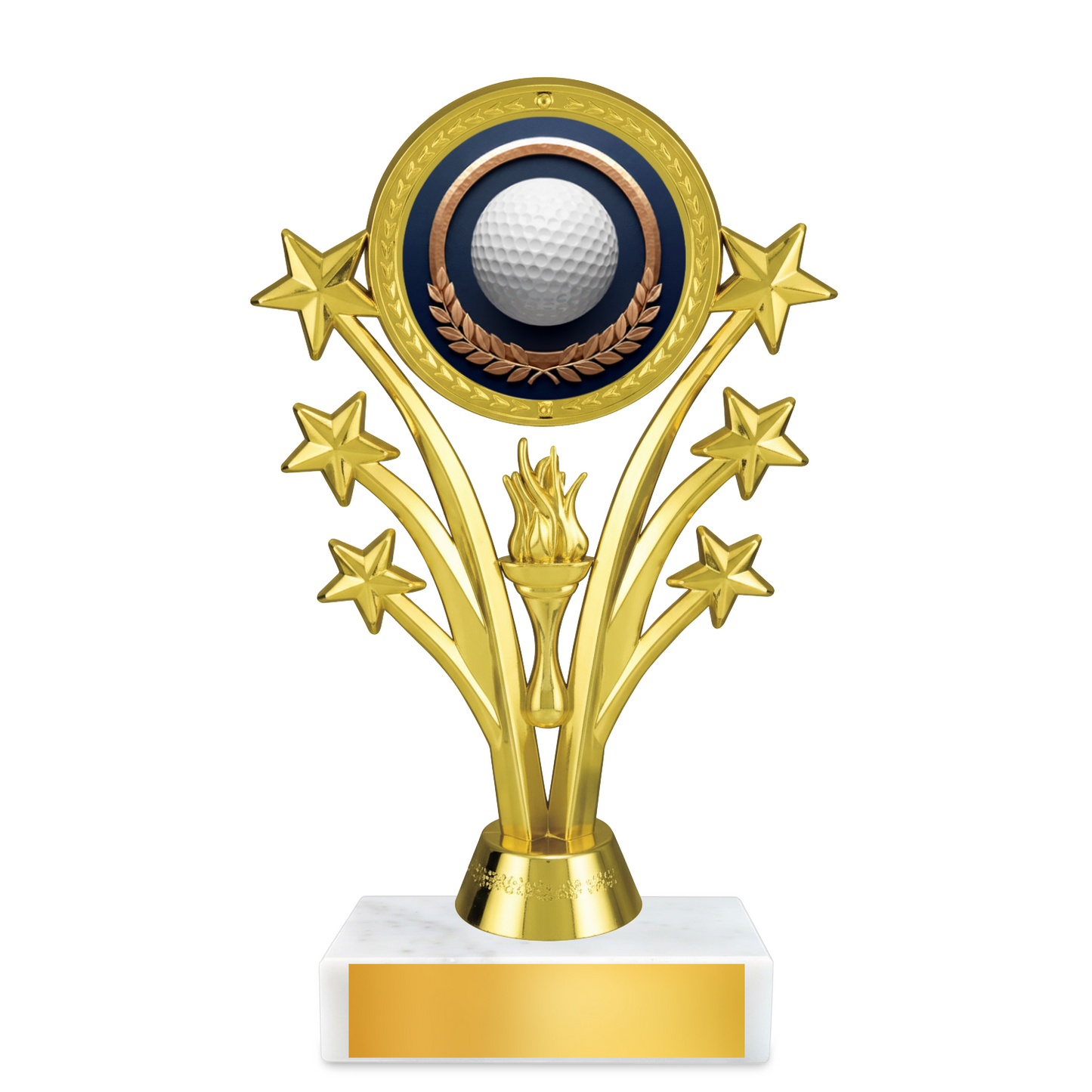 Golf  Shooting Star Resin Award – 6.75" Personalized Bright Gold Trophy