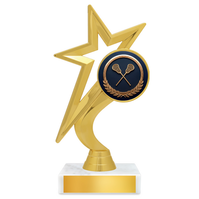 Lacrosse Star Resin Award – 7.25" Personalized Bright Gold Trophy