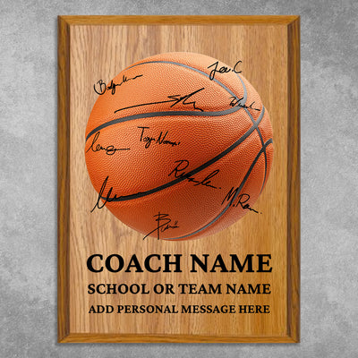 Personalized Basketball Coach Appreciation Plaque – Team Signature Gift