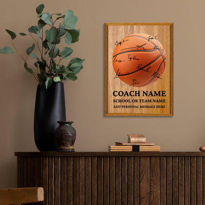 Personalized Basketball Coach Appreciation Plaque – Team Signature Gift
