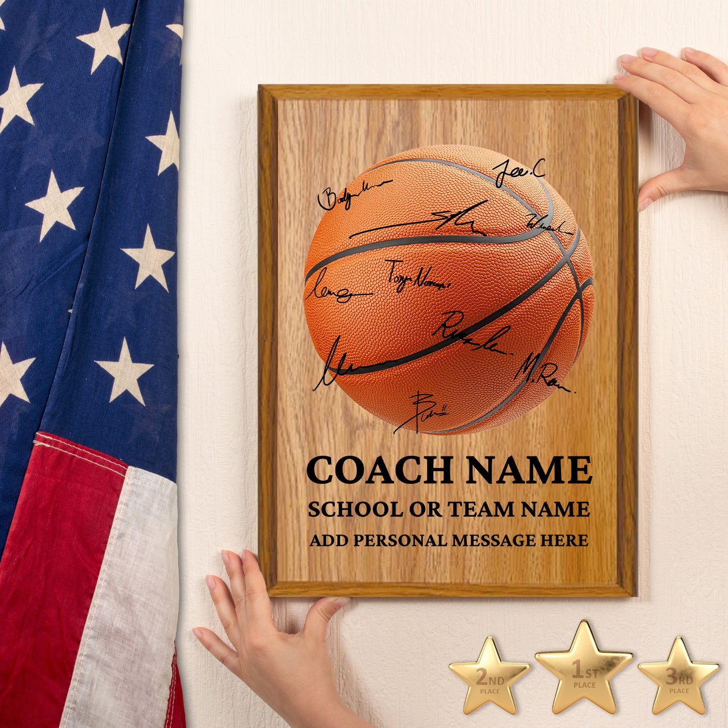 Personalized Basketball Coach Appreciation Plaque – Team Signature Gift