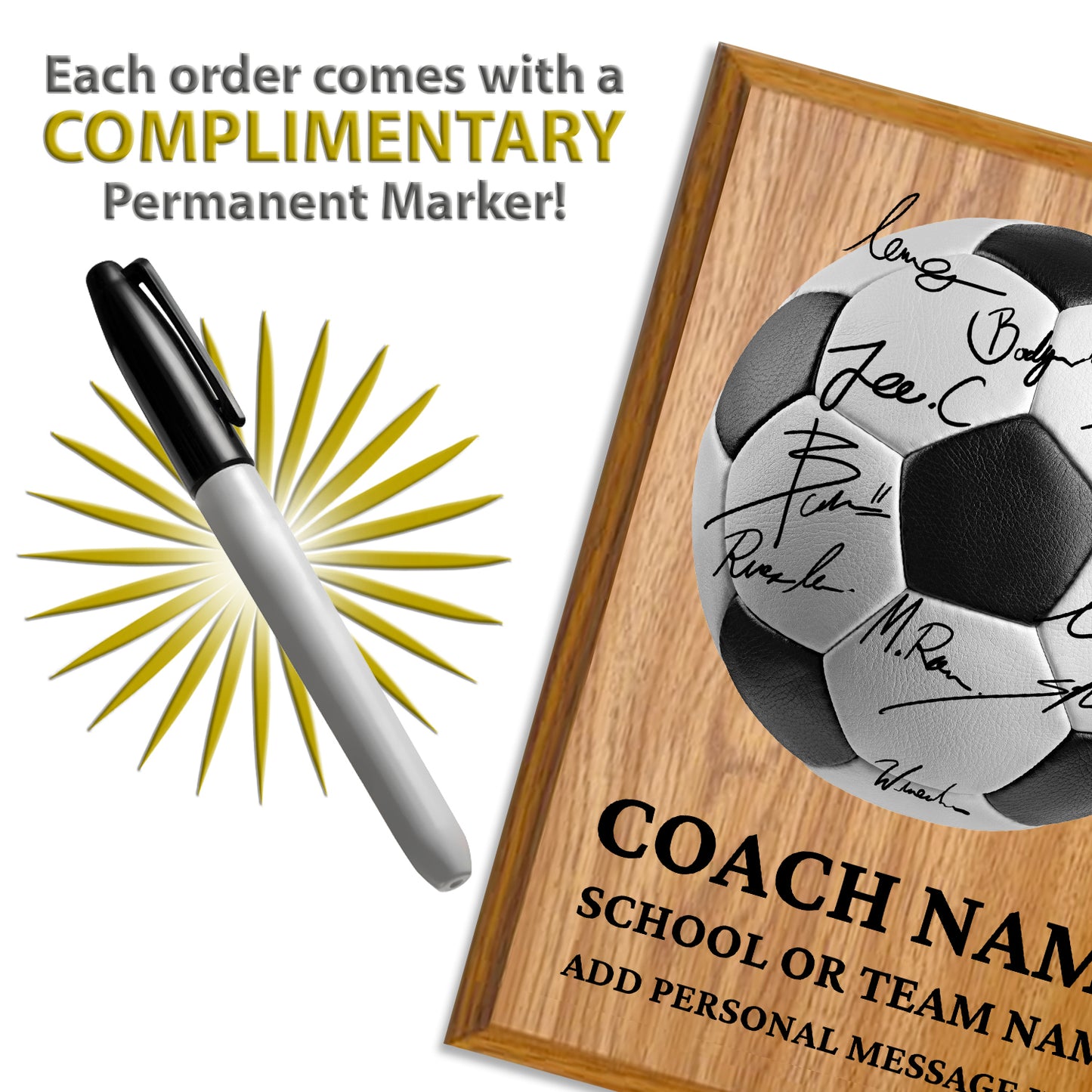 Personalized Soccer Coach Appreciation Plaque – Team Signature Gift