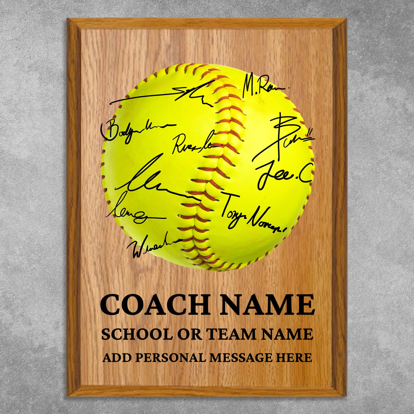 Personalized Softball Coach Appreciation Plaque – Team Signature Gift