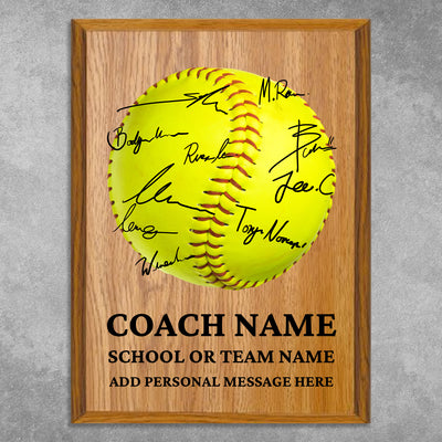 Personalized Softball Coach Appreciation Plaque – Team Signature Gift