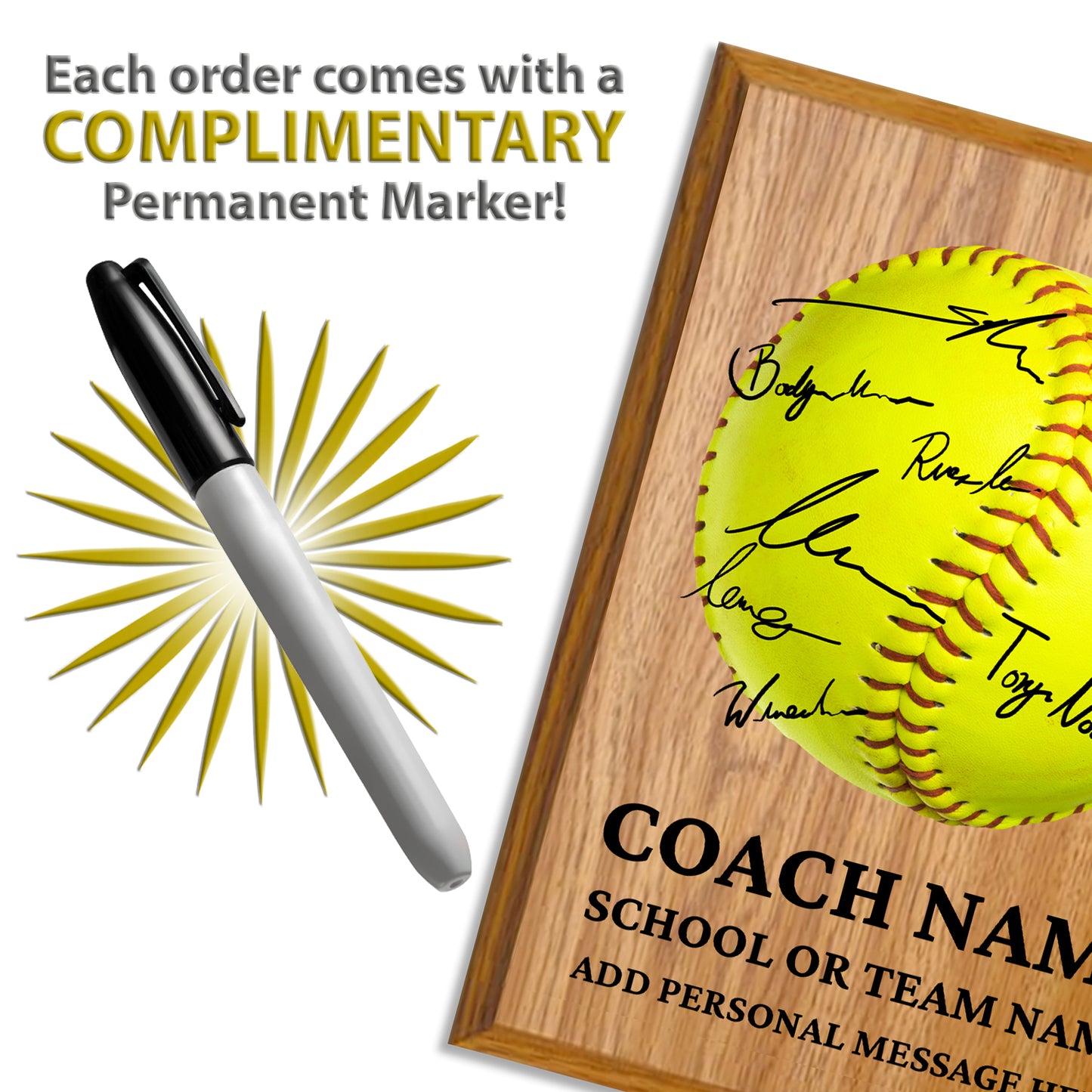 Personalized Softball Coach Appreciation Plaque – Team Signature Gift