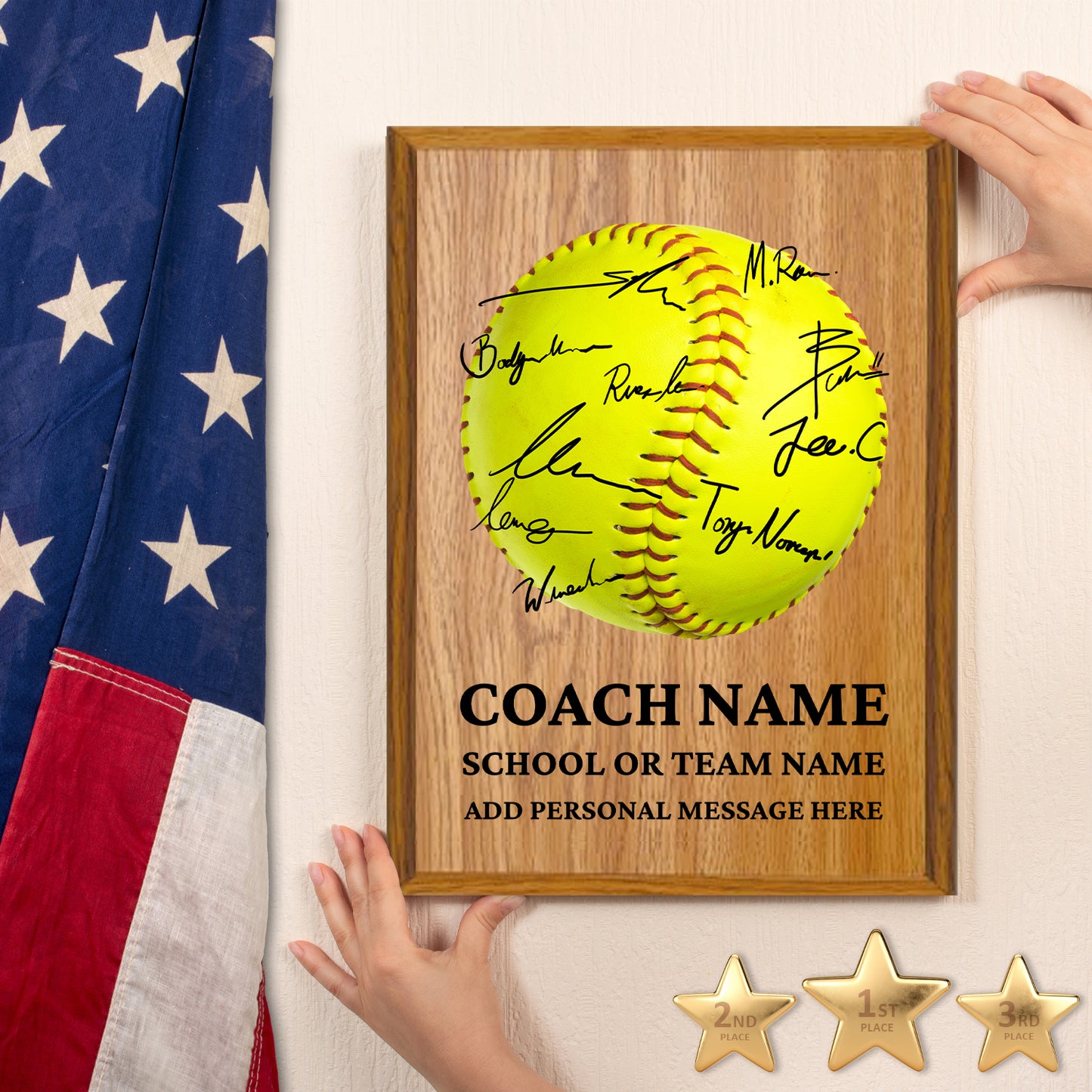 Personalized Softball Coach Appreciation Plaque – Team Signature Gift