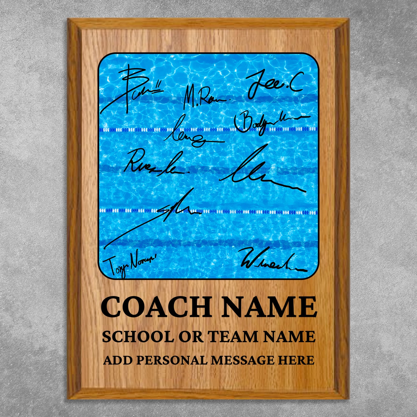 Personalized Swimming Coach Appreciation Plaque – Team Signature Gift