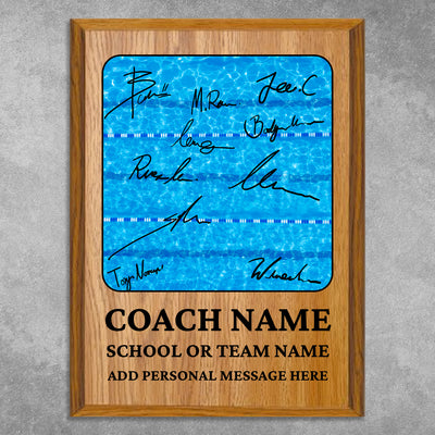 Personalized Swimming Coach Appreciation Plaque – Team Signature Gift