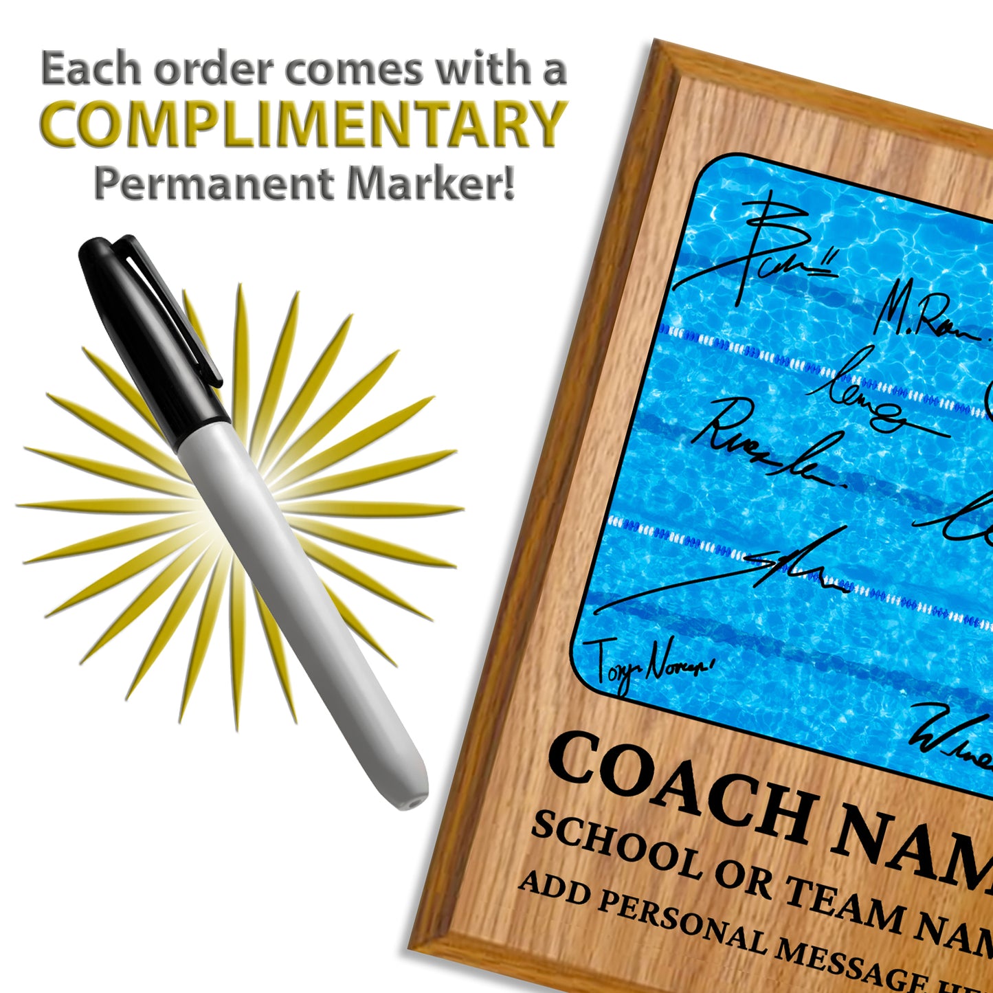 Personalized Swimming Coach Appreciation Plaque – Team Signature Gift