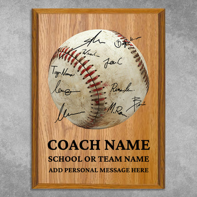 Personalized Baseball  Coach Appreciation Plaque – Team Signature Gift