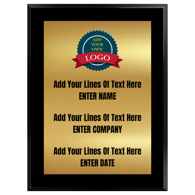 Personalized Corporate Plaque with Logo – Fixed Text Fields on Gold or Silver Metal Plate